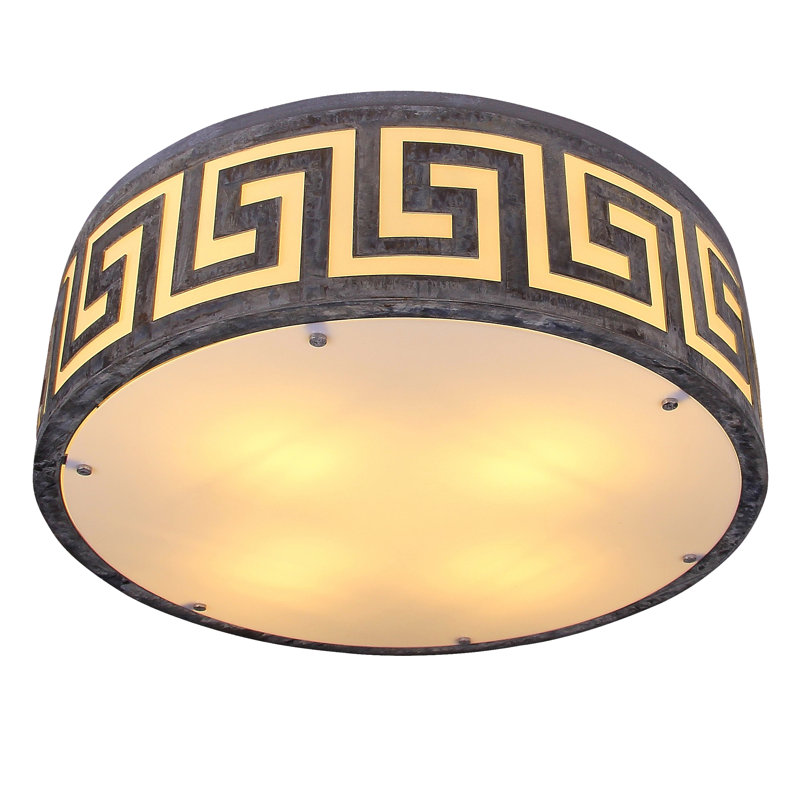 Athens 4 - Light 24'' Shaded Drum LED Flush Mount, Antique Black