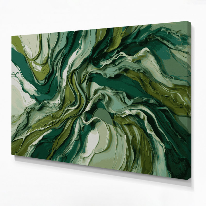 Lyrical Abstraction 32 Green Canvas Wall Art, 24" H x 36" W