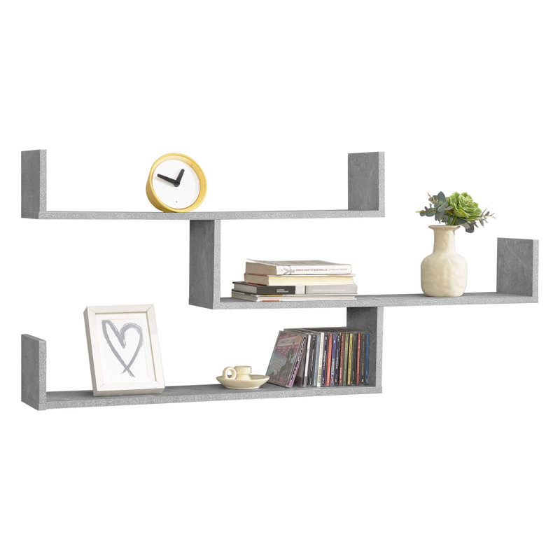 Briery 3 Piece Floating Shelf, Concrete