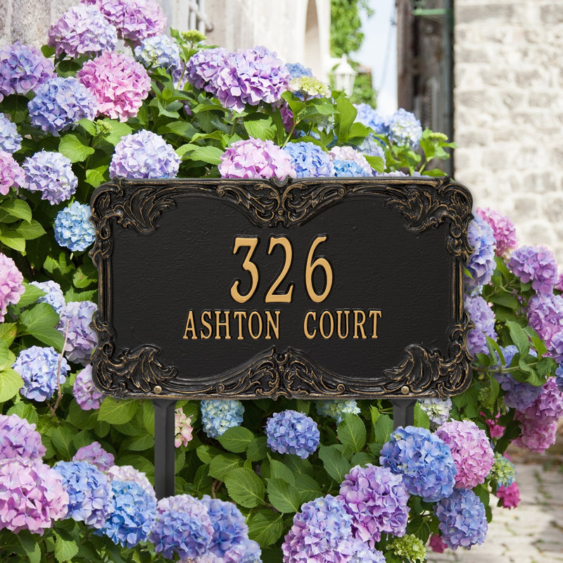 Signature Series 2-Line Lawn Address Sign, Gold, Yes, Black