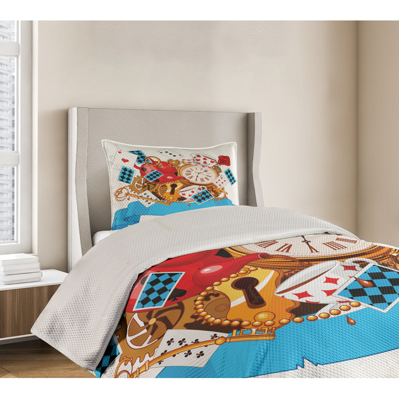 Queen Size White Quilted Bedspread Set with Pillow Shams