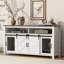 Buffet 59,3 po avec porte de grange coulissante et panneaux grillagés-443781761