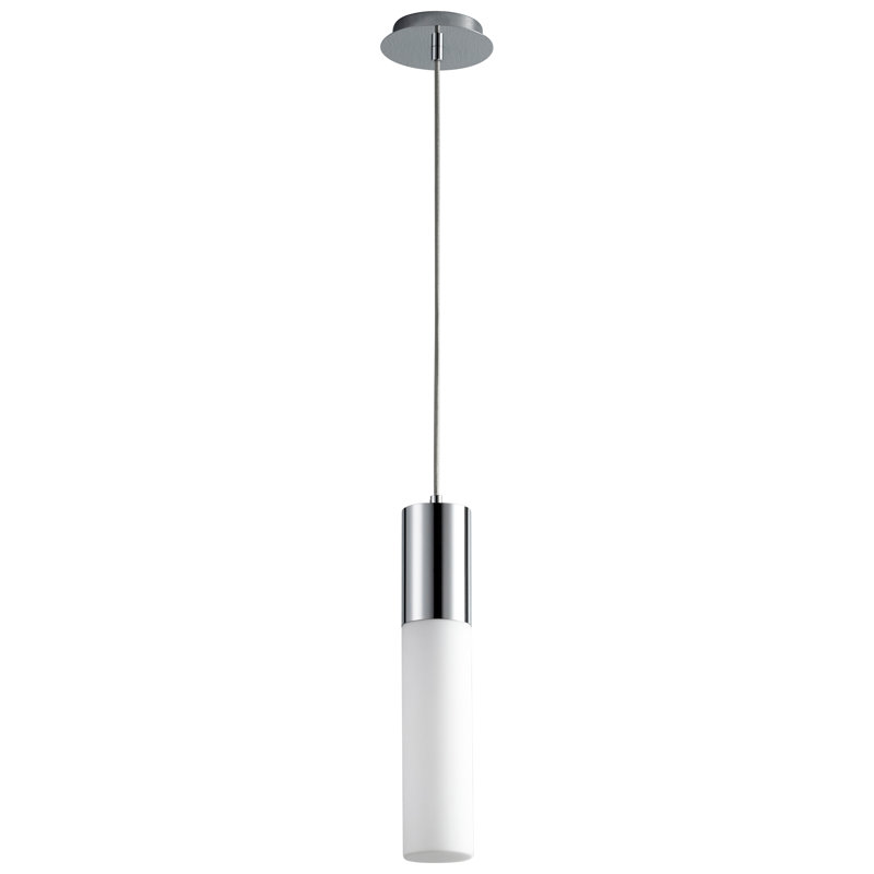 Gathard 1 - Light LED Single Pendant, Polished Chrome, 18" H x 3.5" W x 3.5" D, Matte White