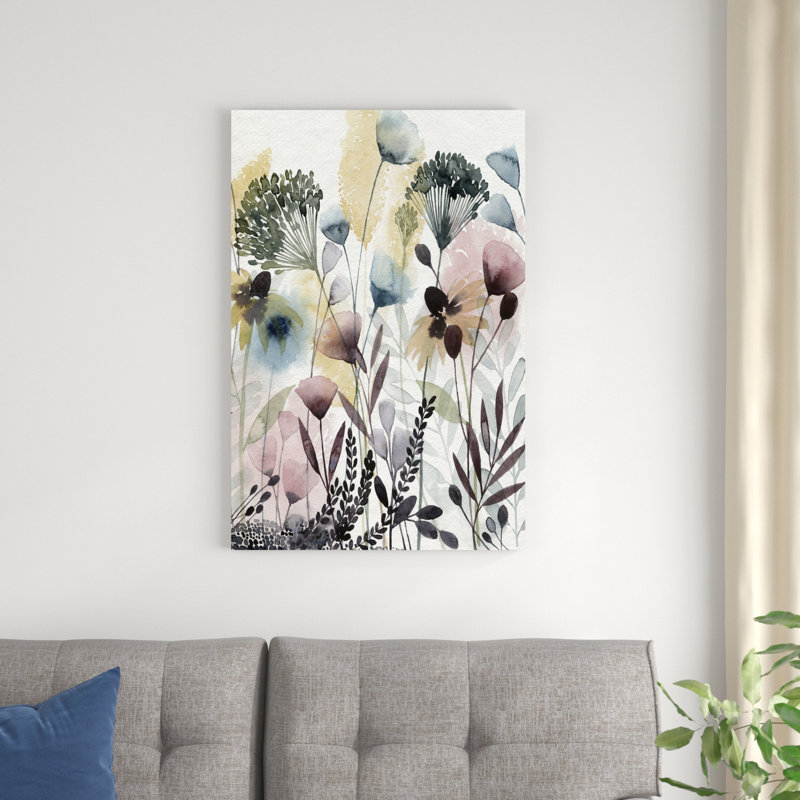 Aquarelle fleurs sauvages II, H 36 po x l 24 po