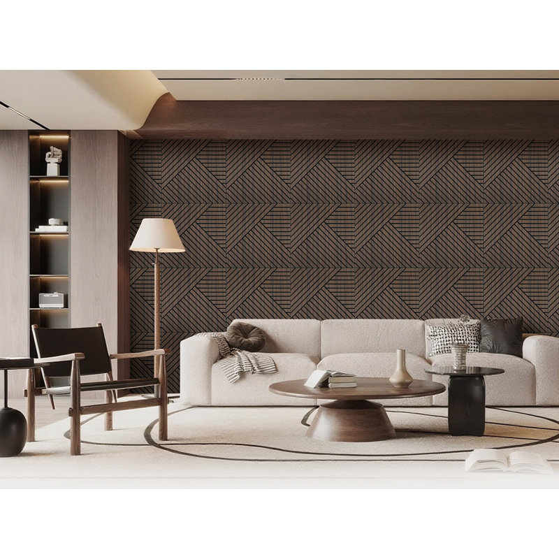 Ensemble de 4 panneaux muraux acoustique - Panneau mural à lattes de bois auto-adhésif 3D - Panneaux insonorisants auto-adhésifs pour réduire le bruit - Décoration murale pour la maison et le bureau