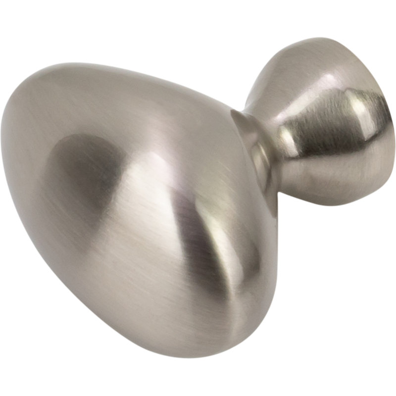1 1/4" Length Oval Knob, Brushed Satin Nickel