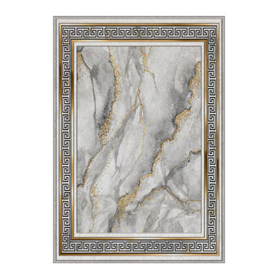 High-Quality Woven Carpet, 5.2 x 7.5 Feet, 100% Polyester, 740 g/m² | Non-Slip Felt Dot Underside, 0.16 in Pile Height | Machine Washable (30°C), Easy to Clean | Stylish Digital Print, Perfect for Living Room & Bedroom