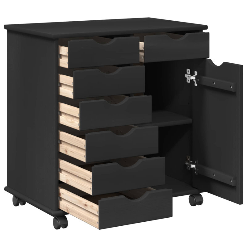 Solid Wood Rectangle Accent Cabinet, Black