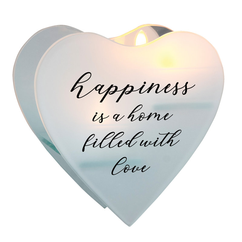 Bougie chauffe-plat murale en verre «Happiness Is A Home» avec bougie incluse