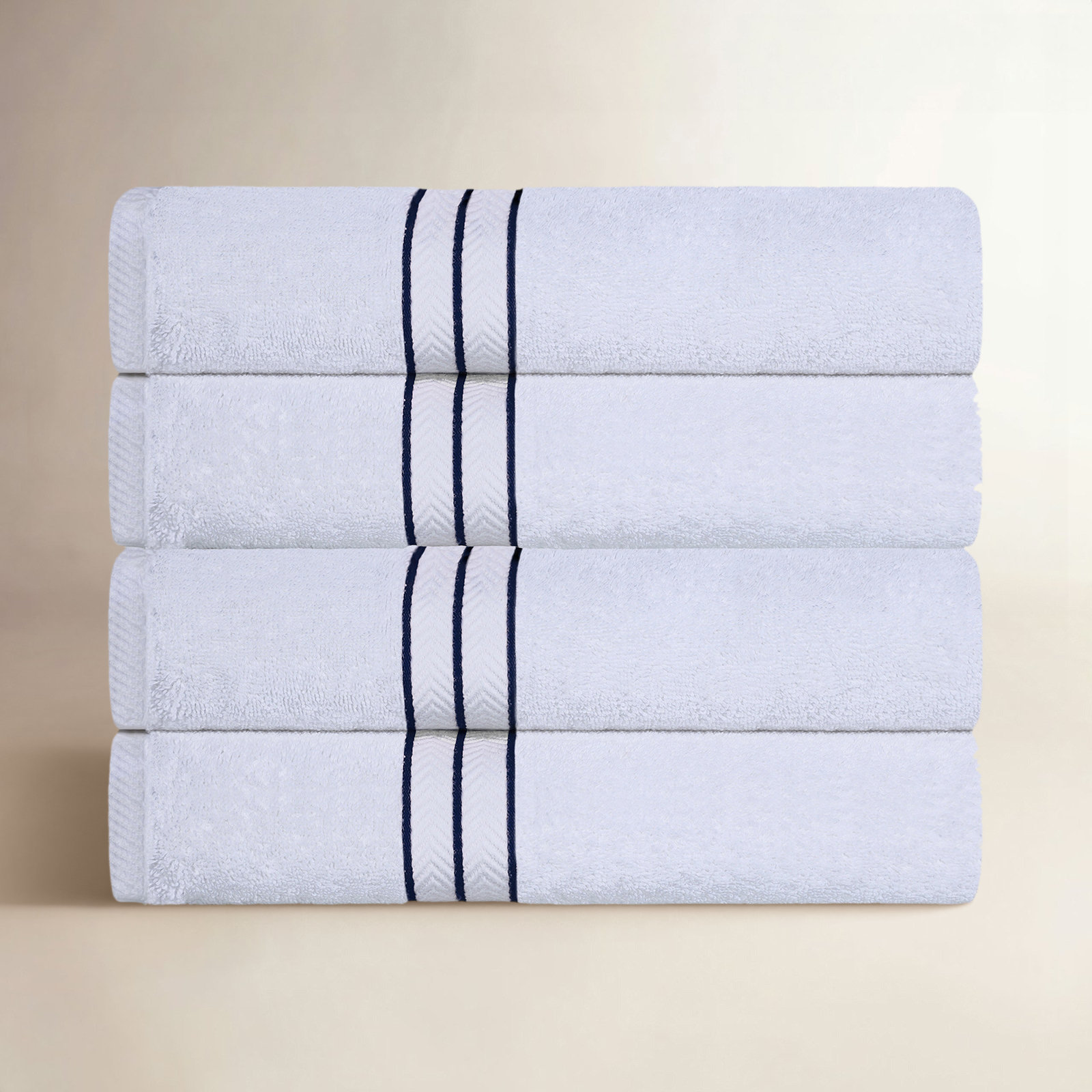 Josann 4-Piece Turkish Cotton Bath Towel Set, Navy Blue