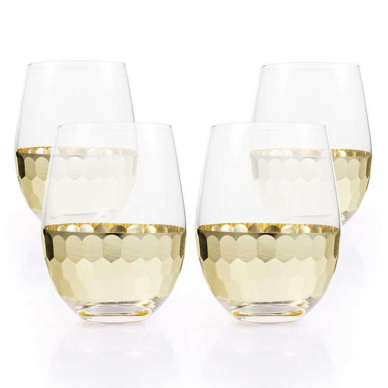 Libbey Hammered Stemless Wine Glasses, Set of 8 