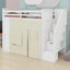 Bureau intégré pour lit mezzanine pour enfants, 2 tiroirs, escalier de rangement et rideau d'intimité