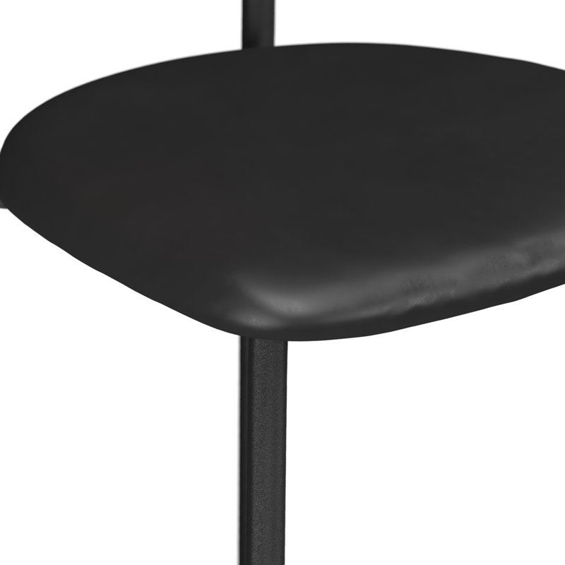 Tabouret de bar et de comptoir, Structure en cuir noir / noyer, Tabouret de comptoir (siège d'une hauteur de 24 p