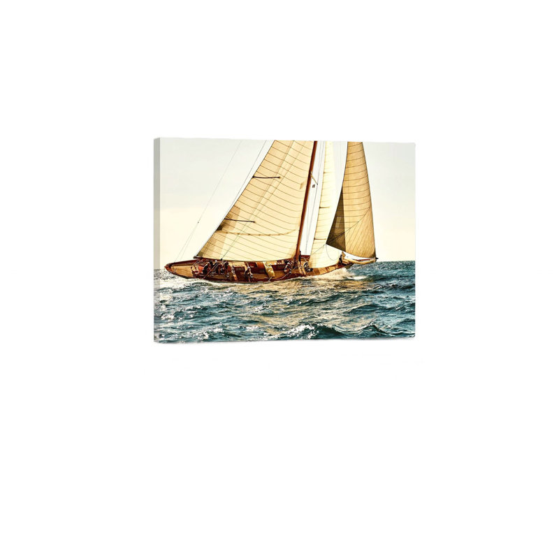 Voilier côtier, cadre mural en bois à l'arrière, ， 36 x 24 po