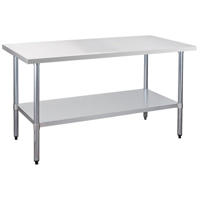 Table de travail commerciale en acier inoxydable de calibre 18 avec dosseret et tablette inférieure