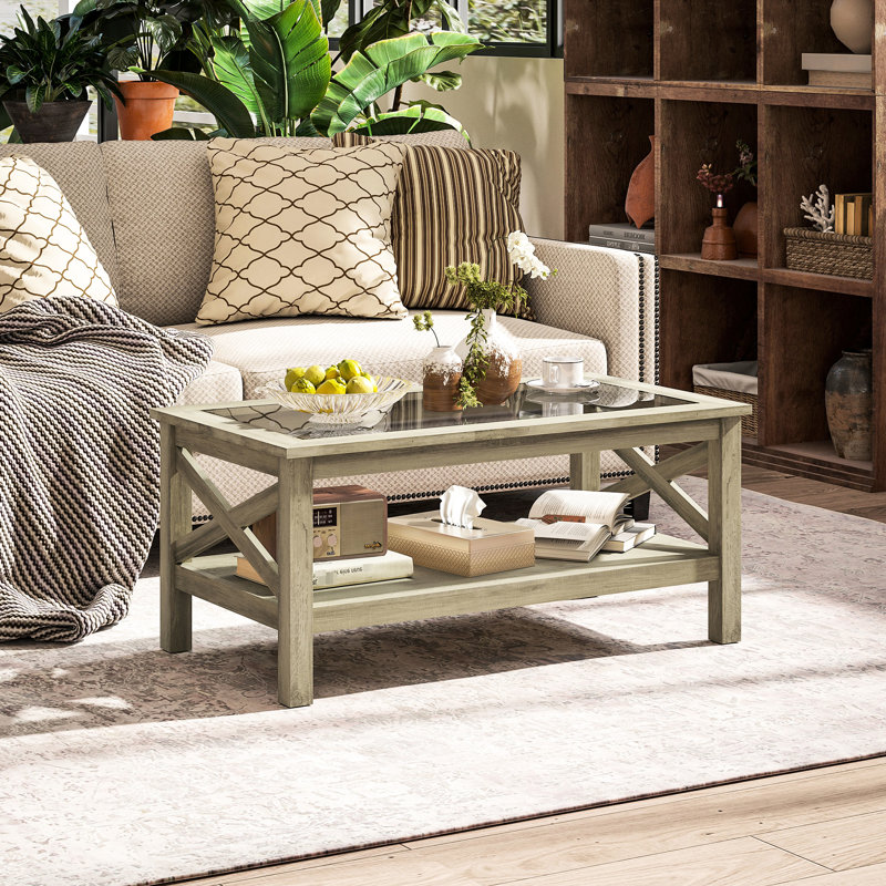 Table basse avec rangement, cadre gris pour table de rangement de salon, couleur, configuration