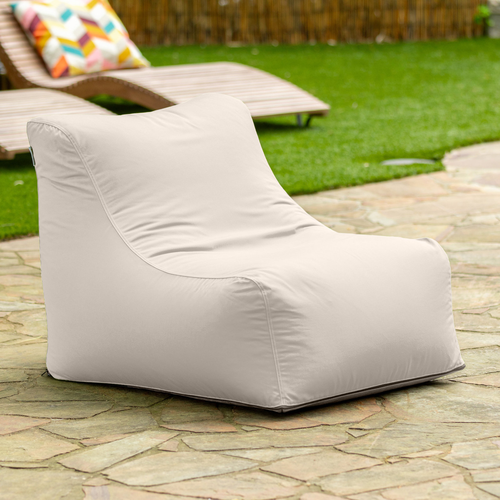 Ponce Outdoor Medium Bean Bag Chair, Pearl Acrylic