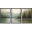 Paysage abstrait «Art de terre neutre vert terreux, images de décor de lac nature sereine, impression sur toile encadrée, 3 pièces»-94434559-94434560-119461151