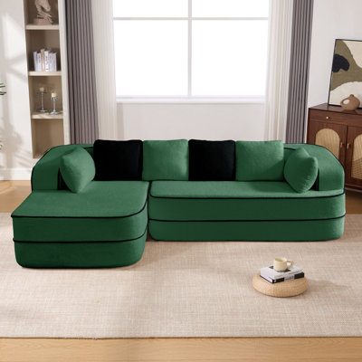 Carmelinda 106" Teddy Fabric No Assembly With L-Shaped Chaise