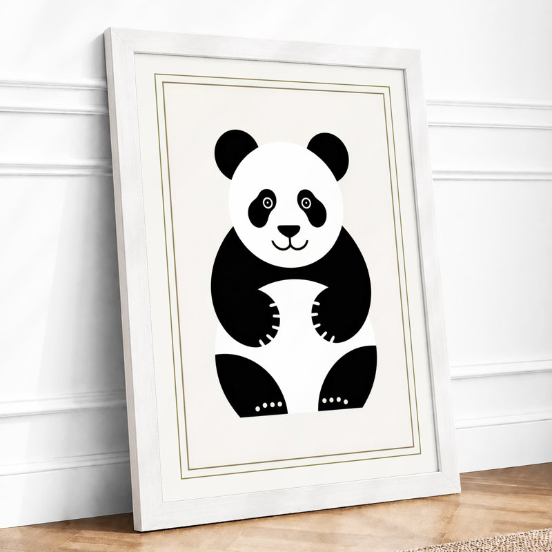 Seated Panda Minimalist - Print, A4 - 29.7 x 21.0 cm, White