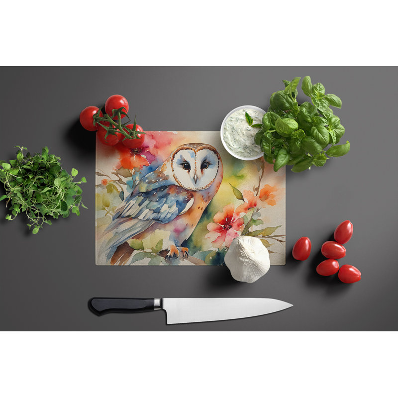 Barn Owl Glass Cutting Board