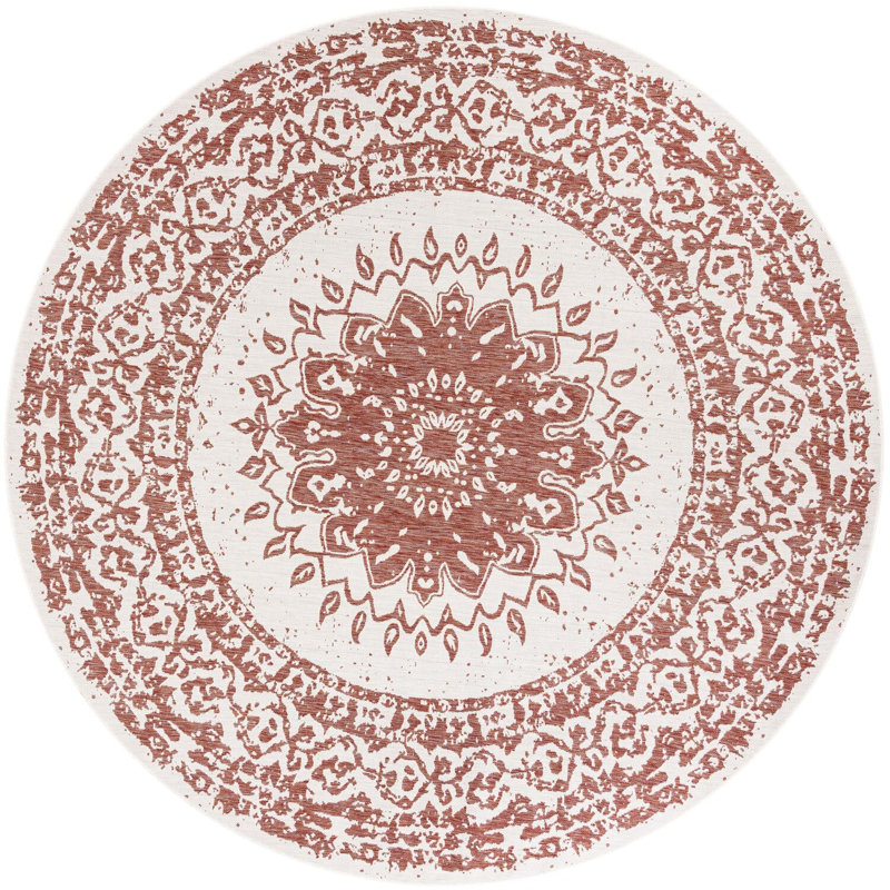 Contemporary Hitchens Runner Rug Rust Red Color, Round 10'