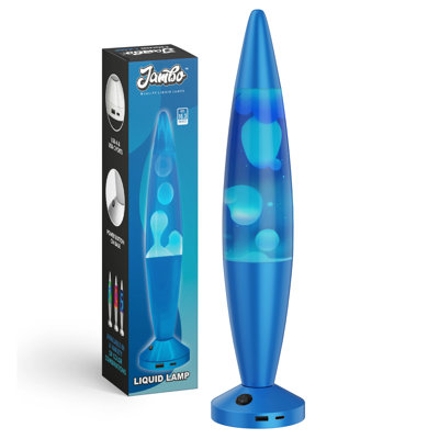 Jambo Beautiful Liquid Lamp With Usb Ports,16" Motion Light With Blue Liquid White Wax, Relaxing Nightlight, Mood Light For Bedroom, Living Room, Office - Adults, Teens, Kids