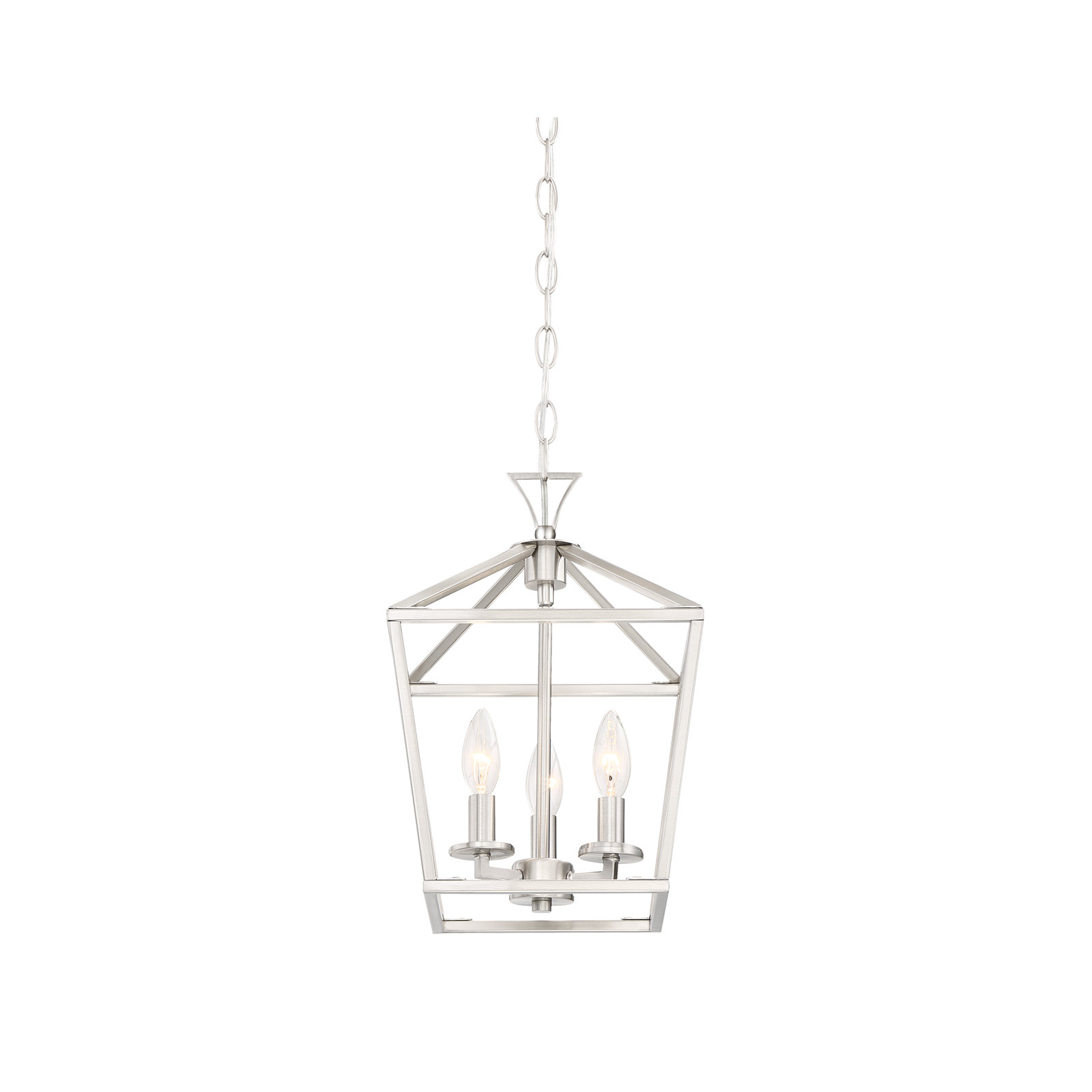 Hastings 10" W 3-Light Geometric Lantern Chandelier, Satin Nickel
