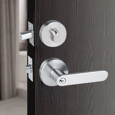 Handleset with Deadbolt and Door and Rosette