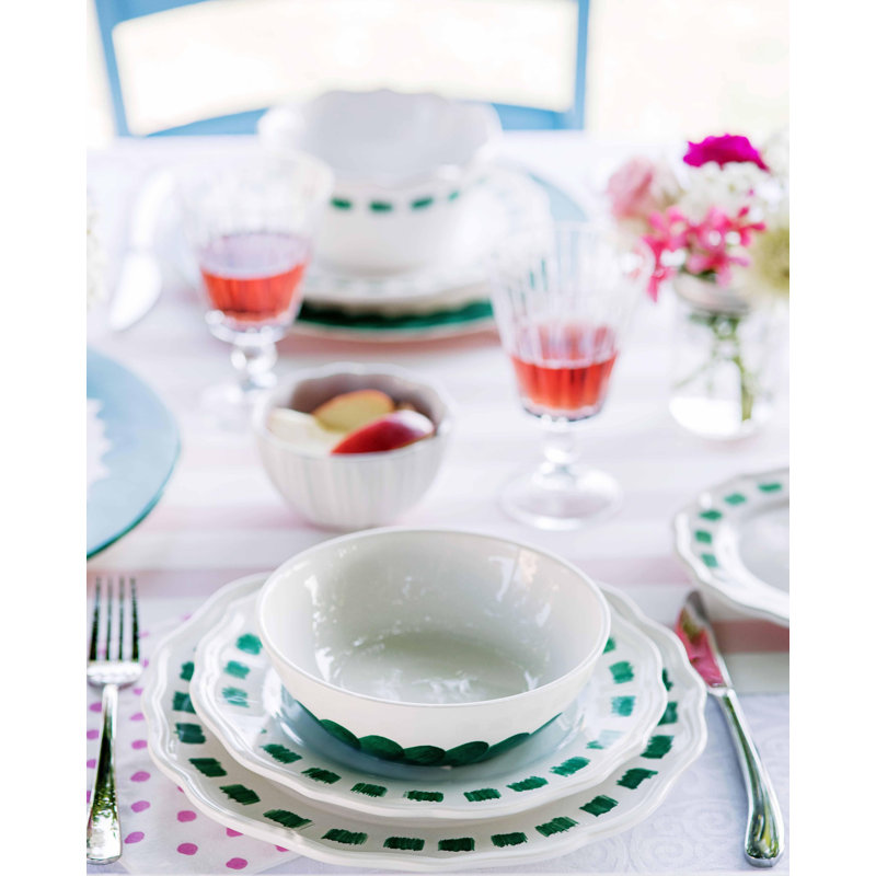 Lisbon Green Stitch Salad Plate