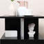 Table d'appoint moderne de 20 po avec rangement, touche en forme de S noire, charme de bout de poteau en acier renforcé