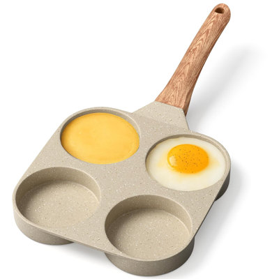 4-Cup Nonstick Frying Egg Pan, Granite Pancake Pan, Pfoa & Pfos Free, Die-Cast Aluminum, Heat-Resistant Handle, Stove-Safe 500°F