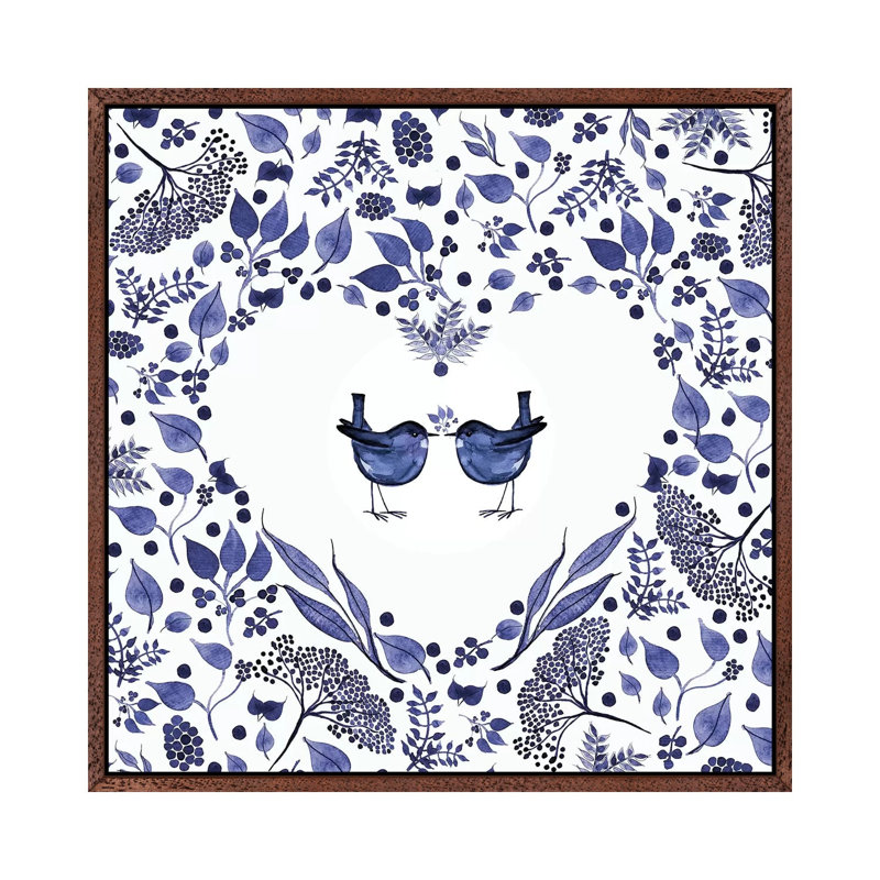 The Gift - Indigo by Annelein Beukenkamp - Print on Canvas, Classic Brown Wood Framed, 45.72 cm H x 45.72 cm W