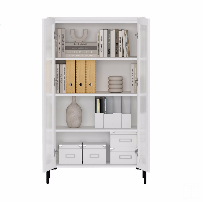 Bibliothèque 32 po en verre trempé, Blanc