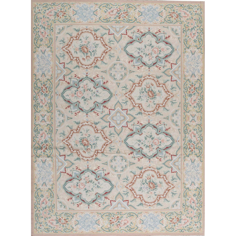 Hand-Knotted High-Quality Beige and Multi-Colored Area Rug