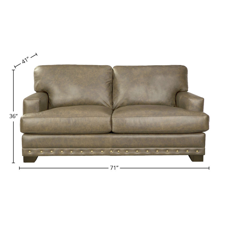 Canapé en cuir véritable à accoudoirs droits de 71 po Nixson, Cuir véritable taupe Nixson