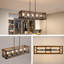 Lustre rectangulaire en bois massif à 5 lumières à intensité variable