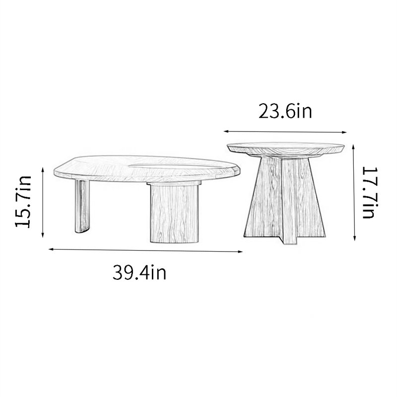 Table basse ronde créative couleur noyer