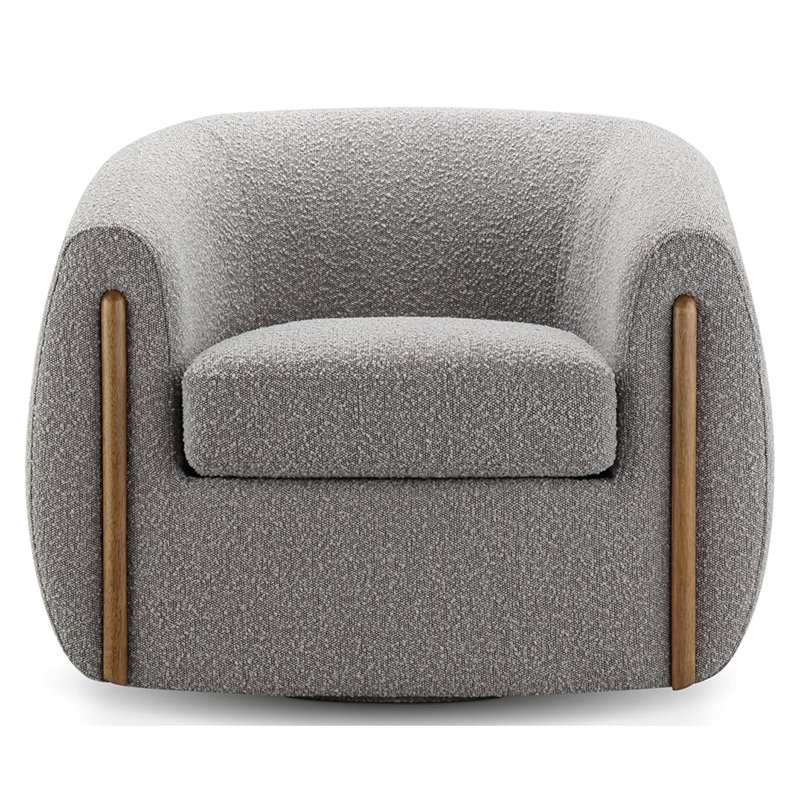 Botzow Upholstered Swivel Barrel Chair, Gray Polyester Blend