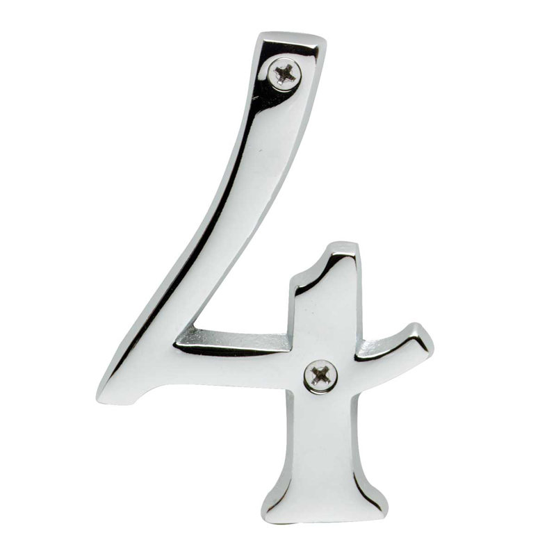 3.88'' H Reflective Brass House Number, 4