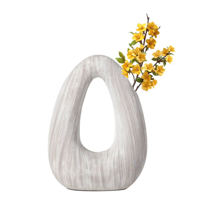 Vase Elara 11 "Elut, 11 inch Triangle Donut, Blanc