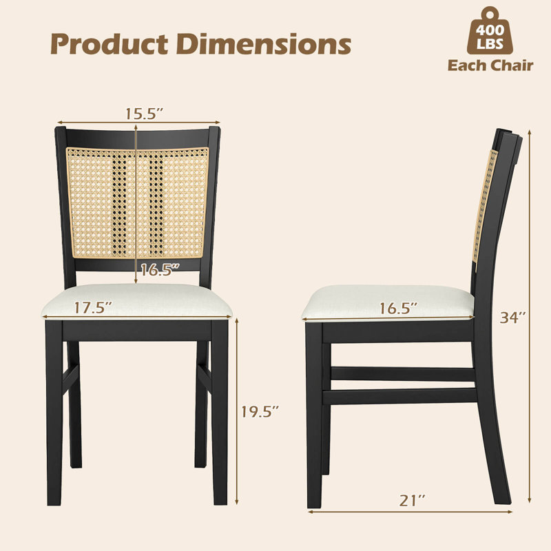 Ensemble de 2 chaises de cuisine en rotin Farmhouse, 2