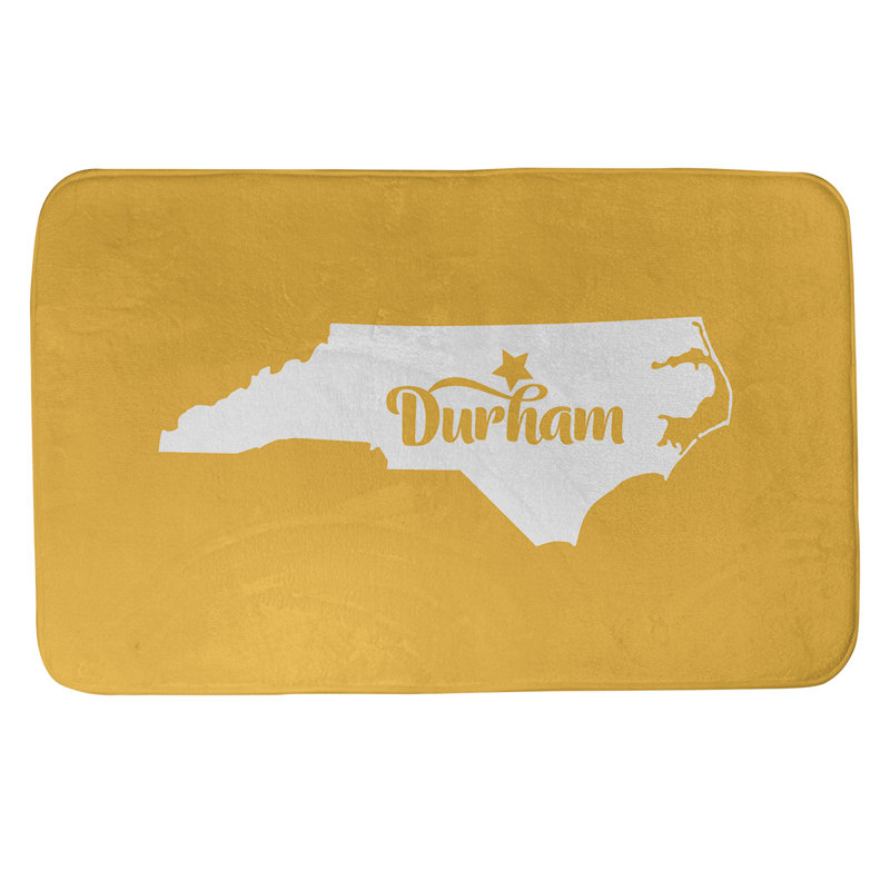 Tapis rectangulaire antidérapant pour salle de bain, L 17 po x L 21 po, Jaune, Durham, Caroline du Nord 