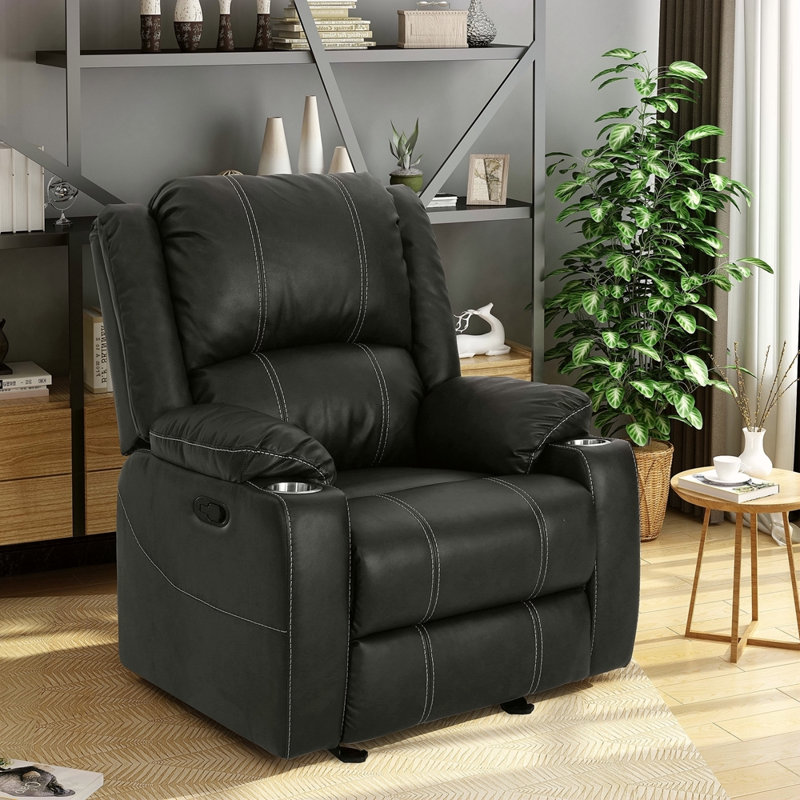 Fauteuil inclinable oscillant avec porte-gobelets en acier