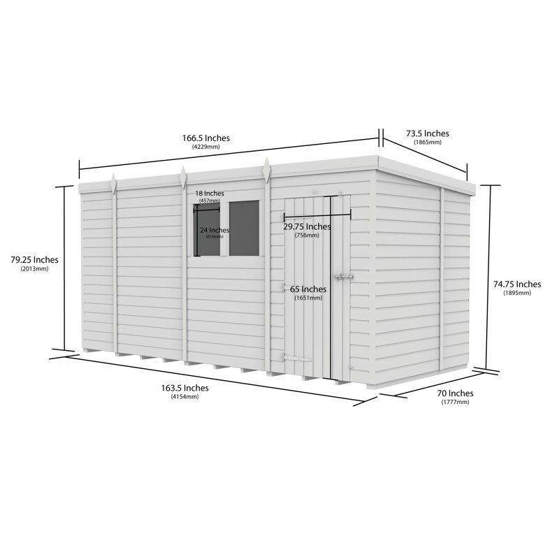 Total Sheds 14ft x 6ft Security Pent Shed - Heavy-Duty Hasp Staple Anti-Tamper - Pressure Treated Timber - UK Manufactured