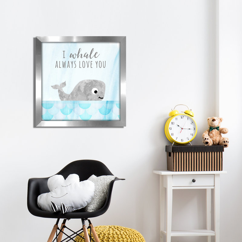 « baleine always you you »-print, Cadre argenté, H 13,5 po x l 13,5 po x P 1 po