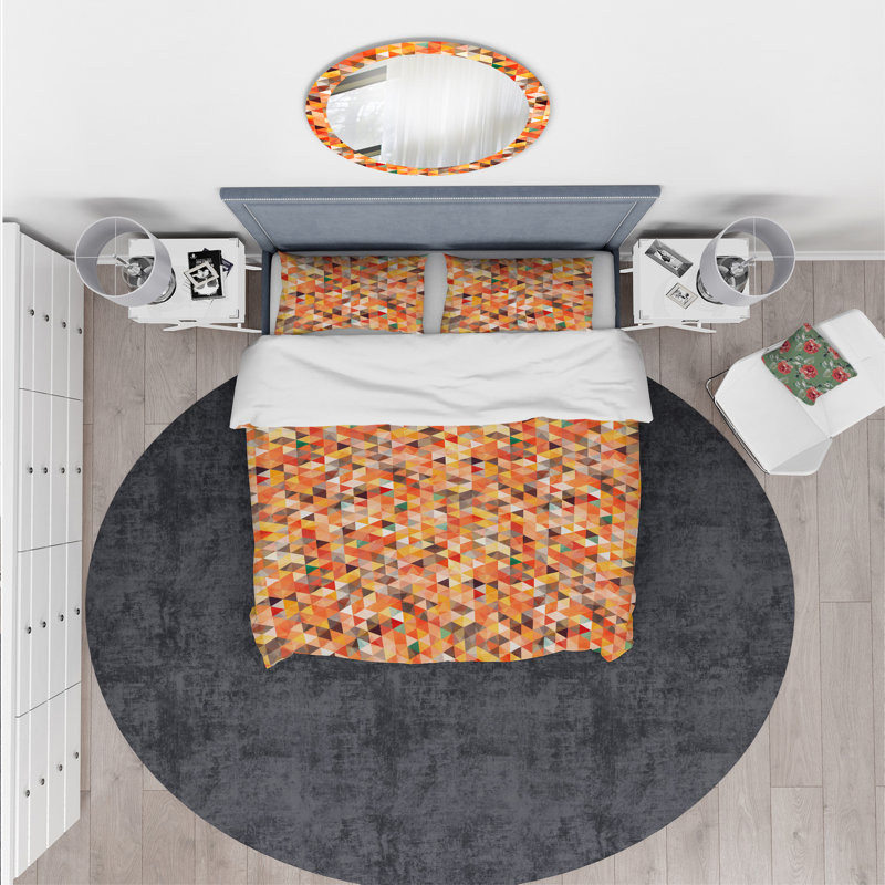 Ensemble de housse de couette triangulaire Designart, Housse de couette grand + 2 taies décoratives