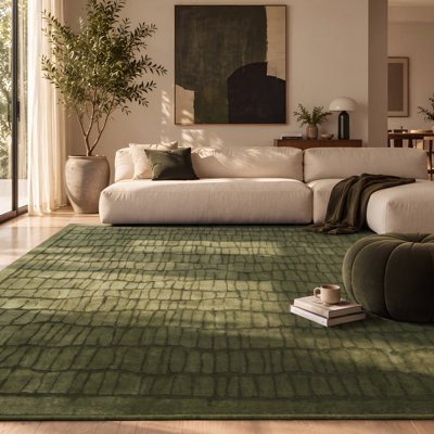 Modern Grid High-Low Washable Non-Slip Area Rug