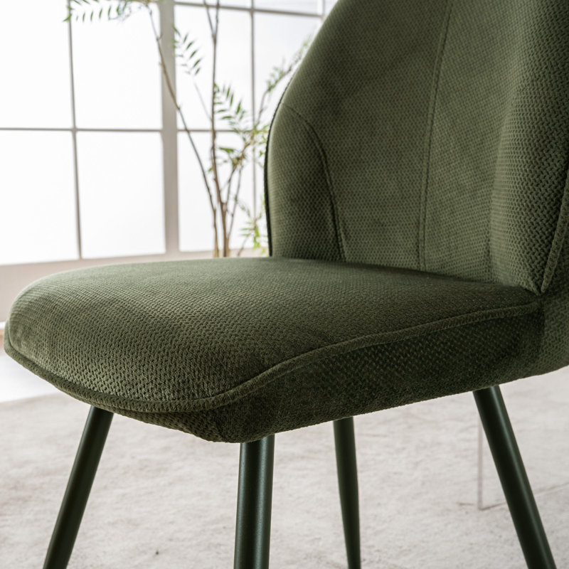 Monno Fabric Upholstered Dining Chairs Armless Side Chairs with Metal Frame, Dark Green, 6, Dark Green