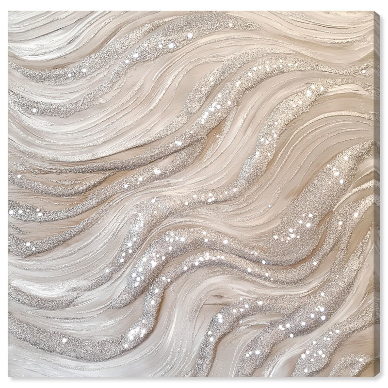 Silver Waves Abstract 12" x 12" Canvas Art